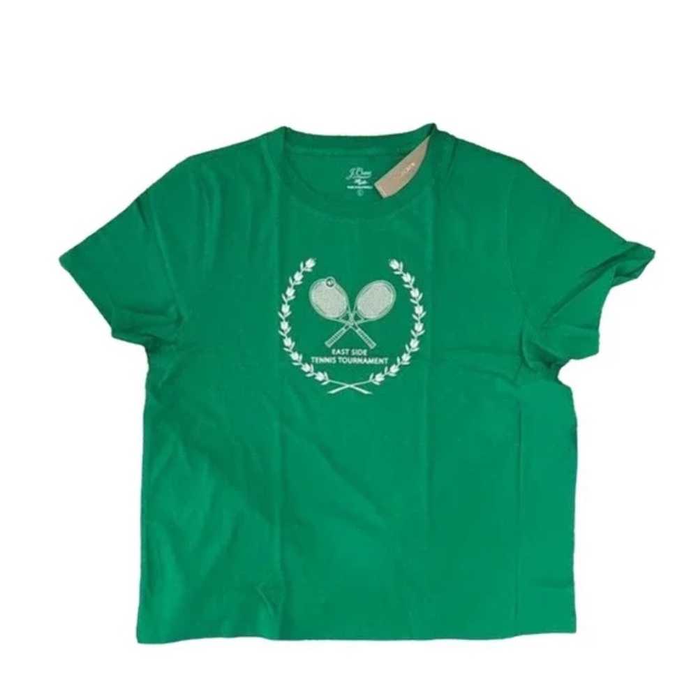 NWT J. Crew Kelly Green "Tennis Tournament" Graphic Relaxed T-Shirt NEW LARGE - Picture 5 of 5